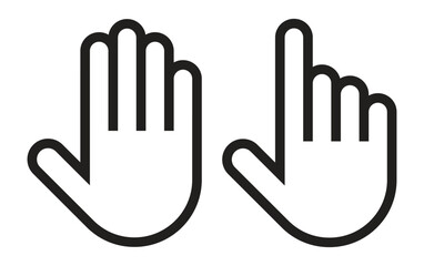 Hand icons, hand and hand pointervector sign, palm, stop, clicking symbol.