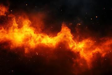 Fototapeta premium stunning nebula background featuring vibrant orange and yellow flames against dark, mysterious space. swirling colors create emotional and captivating atmosphere
