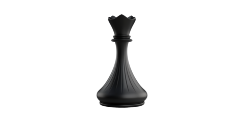 Black Chess Queen Piece. Symbol Of Strategy And Leadership In Chess Game Isolated On Transparent Background