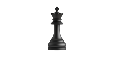 Black Chess King Piece. Symbol Of Strategy And Leadership In Chess Game Isolated On Transparent Background