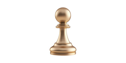 Golden Chess Pawn Piece. Symbol Of Strategy And Potential In Chess Game Isolated On Transparent Background