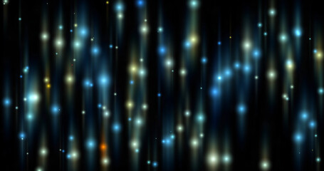Shiny Particles on Black Background. Bokeh glowing stars. background for party, event celebration