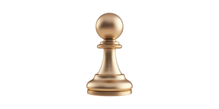 Golden Chess Pawn Piece. Symbol Of Strategy And Potential In Chess Game Isolated On Transparent Background