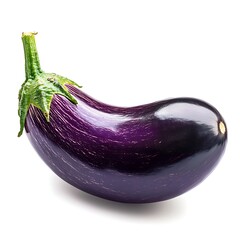 Glossy Purple Eggplant isolated on white background