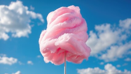 Blue sky and clouds with pink cotton candy