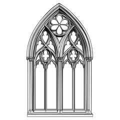 Gothic Church Window Outlines isolated on white background
