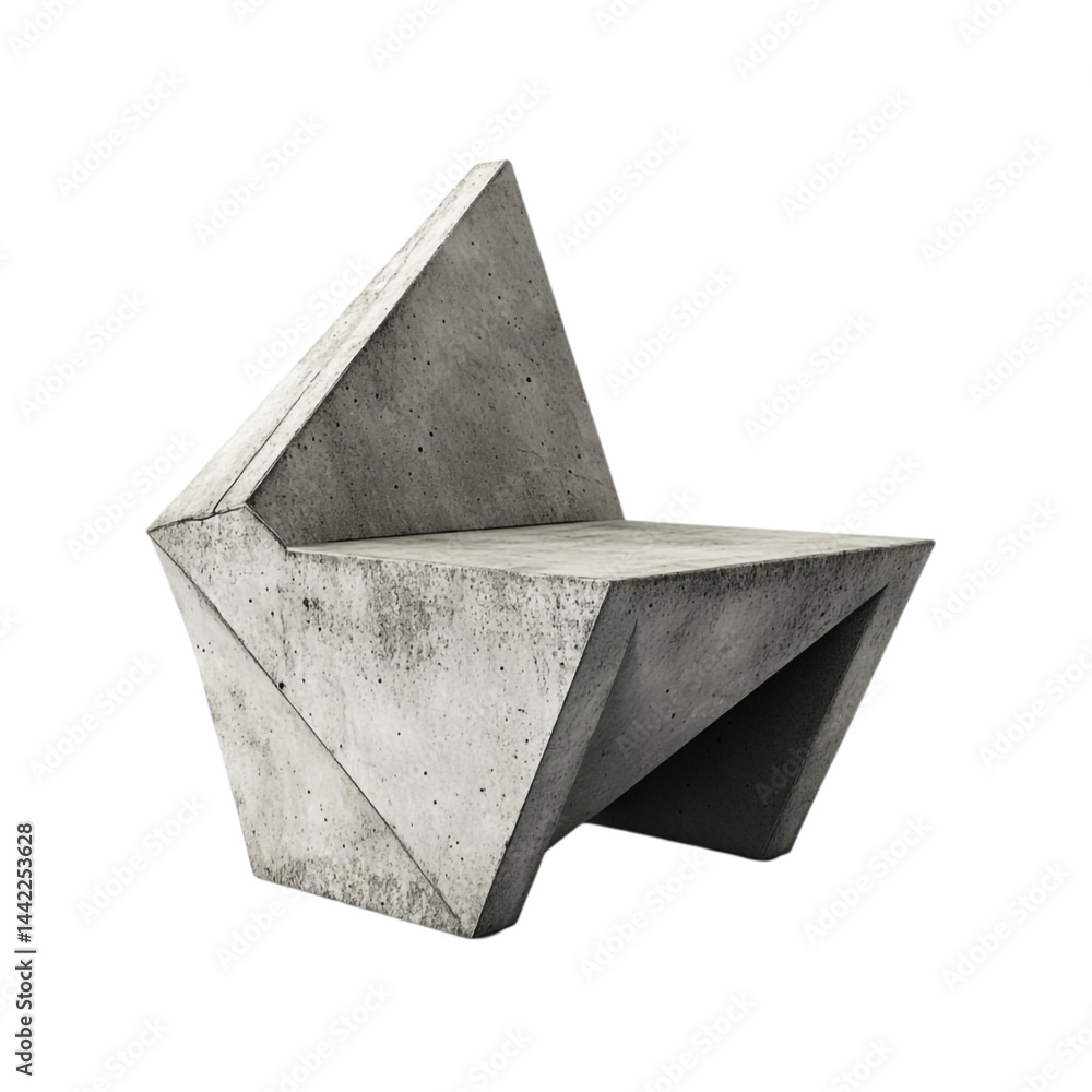 Poster abstract concrete seat modern design angular lines textured surface