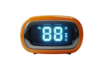 Retro orange digital clock showing 88 vibrant blue LED display sleek design modern alarm clock
