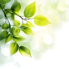 Green Leaves Blurred Light Background isolated on white background