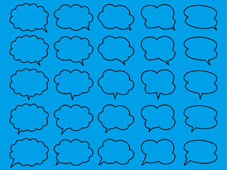 もくもくフキダシ。黒い輪郭のみ。ベタ背景透過