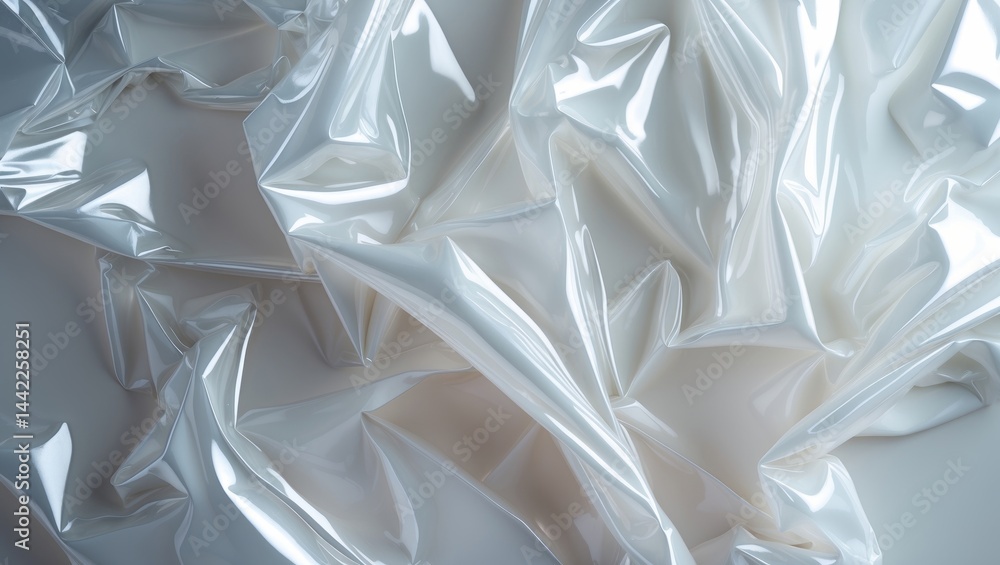 Poster shiny plastic wrap featuring a clear pattern and white transparent texture against a tangled backgro