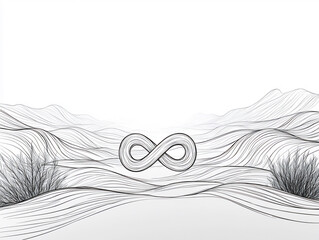 Fototapeta premium elegant line art of a stylized infinity symbol, flowing lines on a white background