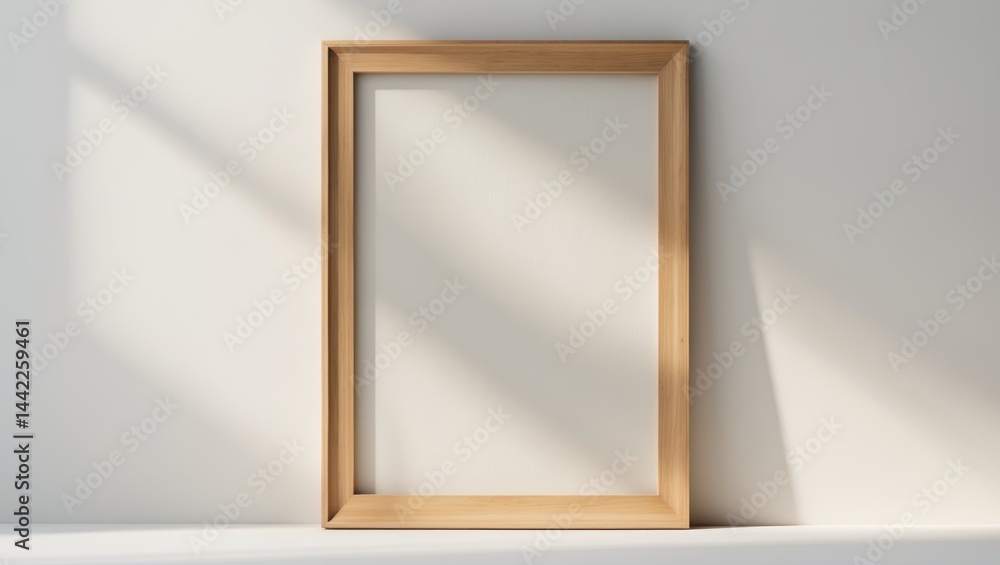 Poster modern minimal poster template showcasing a vertical brown picture frame with a realistic thin desig