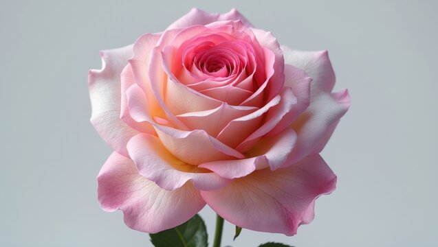 Isolated gorgeous blooming rose on a white background.
