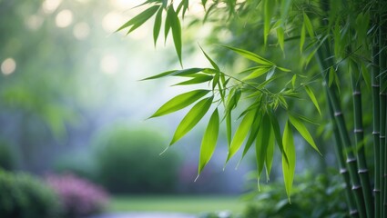 Obraz premium Bamboo, a type of evergreen plant, undergoes yearly leaf turnover.