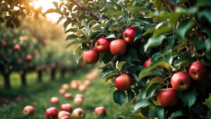 Obraz premium Tree branch adorned with organic apples