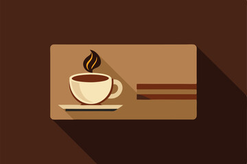  coffee shop business card brown color flat simple