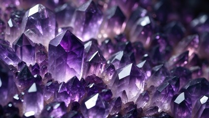Natural mineral crystals showcasing amethyst purple hue