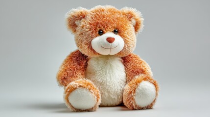 Obraz premium a soft, plush teddy bear on a white isolated background, cute and comforting look