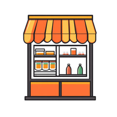 Colorful Cartoon Illustration of a Small Juice and Snack Stand