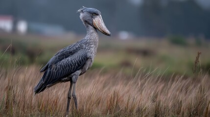 Fototapeta premium Shoebill Stork Portrait: Majestic Bird in Wetland Habitat