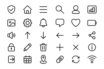 vector navigation Icon set design outline minimalist style