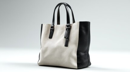 a stylish tote bag on a white isolated background, practical and fashionable design