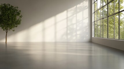 Fototapeta premium Empty room with tree and window light