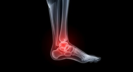 Ankle X-ray Showing Inflammation or Injury in Foot Bones