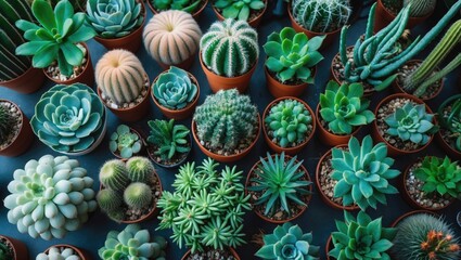 Fototapeta premium A showcase of cacti and succulents