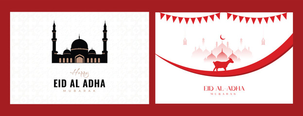 Eid al adha wishes and greetiing social media two post banner vector design 