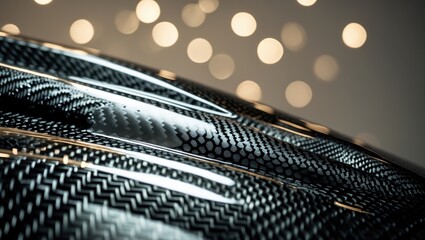 The carbon fiber bonnet's pattern illuminated reflects the shifting image
