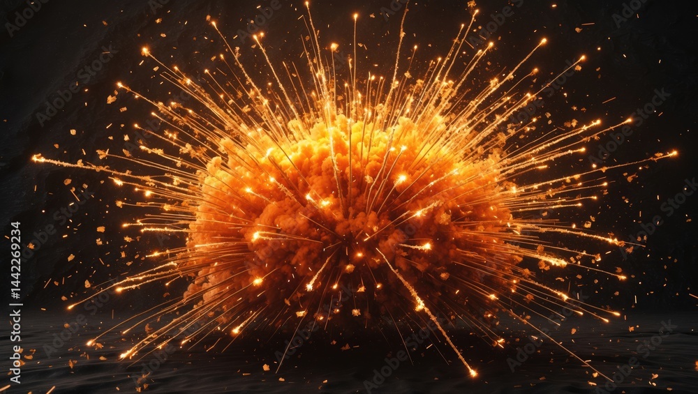 Aufkleber an array of fireworks lighting up the sky.