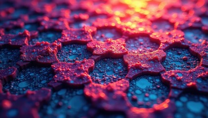 Intricate tessellated hexagons in vibrant hues, aesthetic, color, design