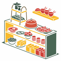 Buffet vector silhouette illustration isolated on white background