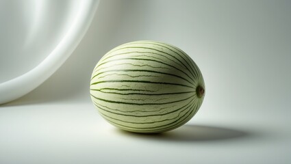 A delicious and ripe melon set against a plain background