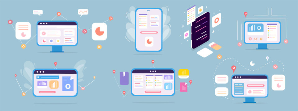 business with computer and infographic vector design