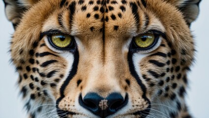 Fototapeta premium Portrait of a cheetah's face with a focus on its distinctive characteristics