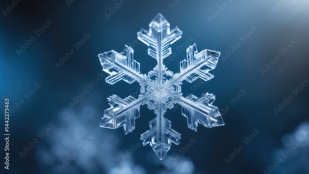Poster an exquisite and intricate closeup of a snowflake