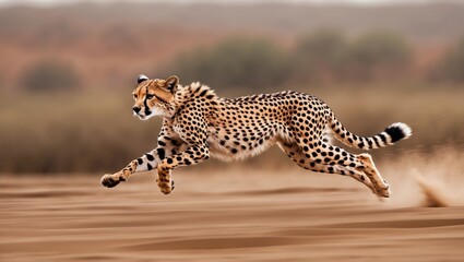 Obraz premium Motion blur image of a juvenile cheetah sprinting