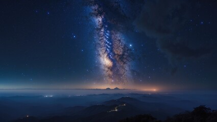 Naklejka premium Mount Andong provided a successful vantage point for photographing the Milky Way galaxy at midnight
