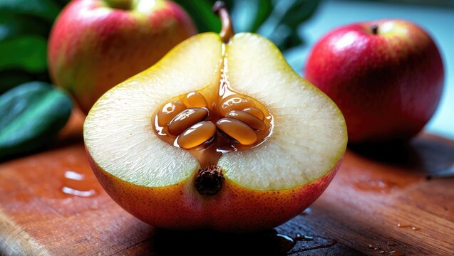 Halved Asian nashi pear