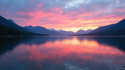 Fototapeta premium Sunset Symphony: Reflecting Nature's Beauty