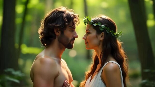 Adam and Eve, the first people in the garden of Eden