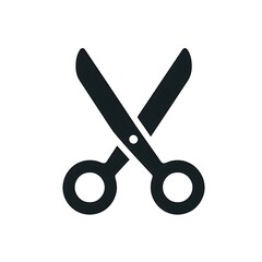Minimalist black scissors icon isolated on white