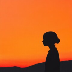 Silhouette person at sunset