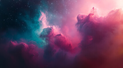 colorful nebula in space with vibrant clouds and twinkling stars creates mesmerizing cosmic scene that evokes sense of wonder and beauty
