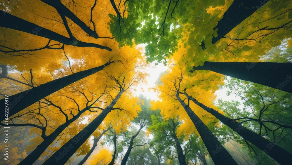 Poster trees of autumn in pattern