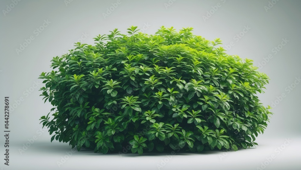 Poster tropical shrub and tree fence consisting of green bushes, isolated on background with clipping path