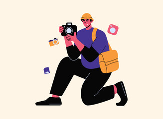 set of an Profession Photographer Character Illustration